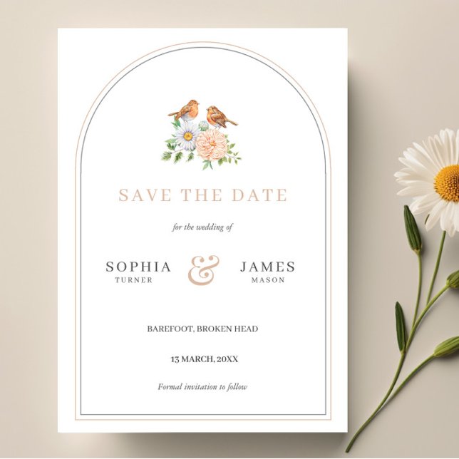 Invitation Simple arche amour oiseaux enregistrer l'invitatio (Créateur téléchargé)