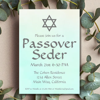 Invitation simple au Seder de Pâque à l'aquarelle 