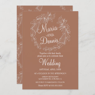 Invitation Simple Automne Terracotta Ligne verte Wreath