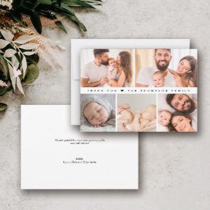 Invitation Simple  Baby 5 grille de photos nouveau-né merci