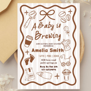 Invitation Simple Baby Is Brewing Doodle Café Baby Shower I