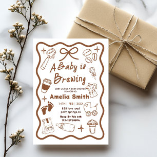 Invitation Simple Baby Is Brewing Doodle Café Baby Shower I