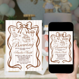 Invitation Simple Baby Is Brewing Doodle Coffee Baby Shower I