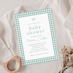 Invitation Simple Baby-Shower de couleur vert sauge et neutre