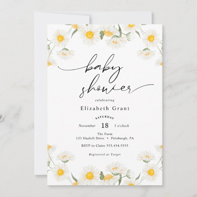 Invitation simple Baby shower de couronne de margu (Devant)