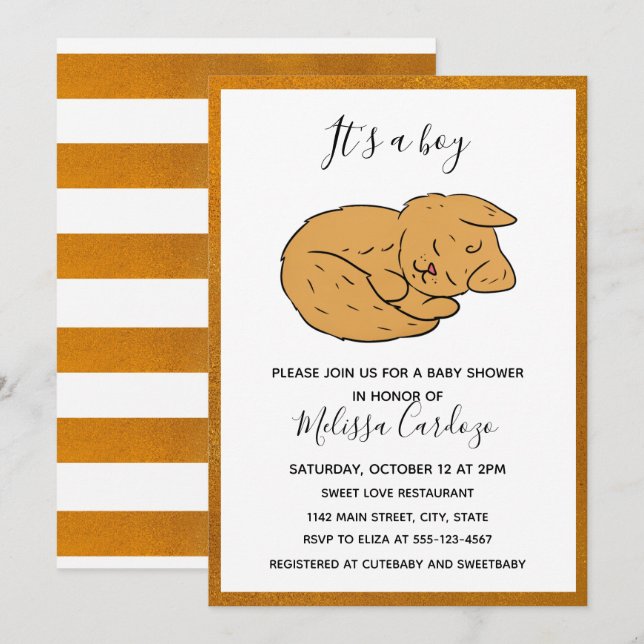 Invitation simple Baby shower de dessin animé anim (Devant / Derrière)