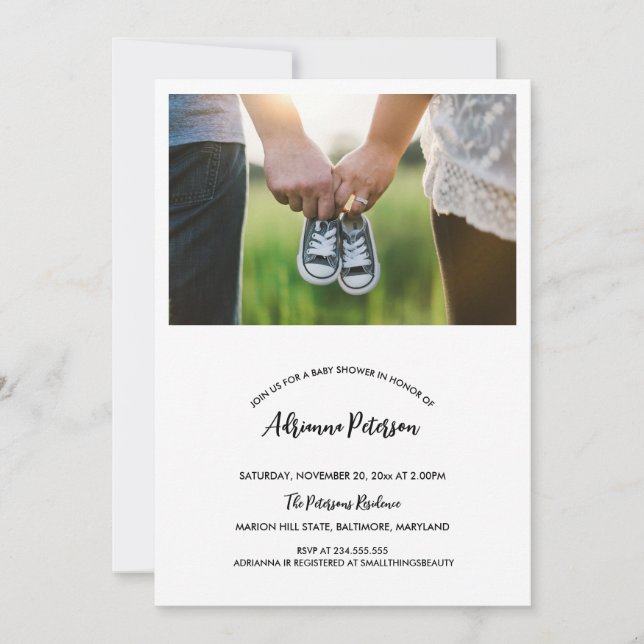 Invitation Simple Baby shower photo en couple (Devant)