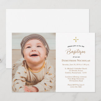 Invitation Simple baptême chrétien orthodoxe en photo