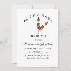 Invitation Simple BBQ de Baby Shower Bébé Q Brochettes