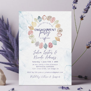 Invitation Simple Beach Seashell Wreath