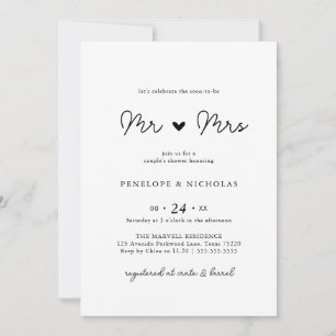 Invitation Simple Bientôt M. & Mme Couple Fête des mariées