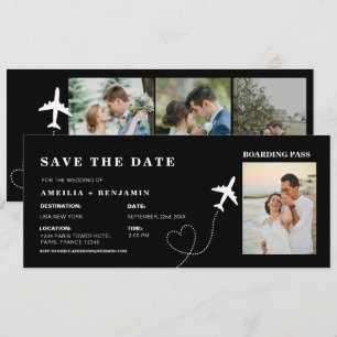 Invitation Simple billet d'avion pour mariage de destination