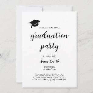 Invitation simple Black and White Graduation Party