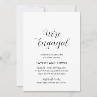 Simple Black and White Modern Engagement Party