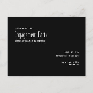 Invitation simple Black & White Engagement Party