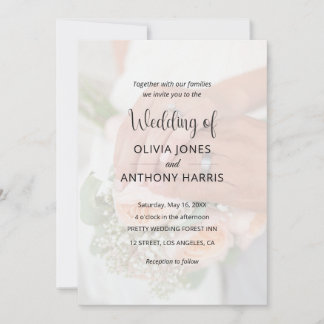 Invitation Simple Black & White Overlay Photo Wedding