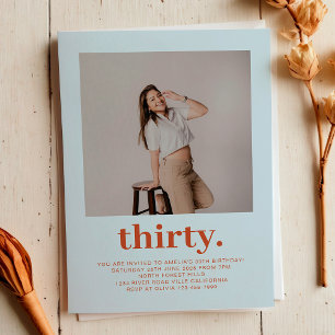 Invitation Simple Bleu Doux Minimal Photo 30e anniversaire