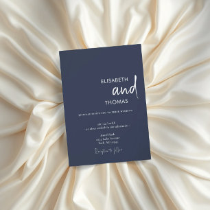 Invitation Simple bleu marine moderne minimaliste mariage