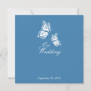 Invitation Simple Blue Butterflies Wedding Announcement 2