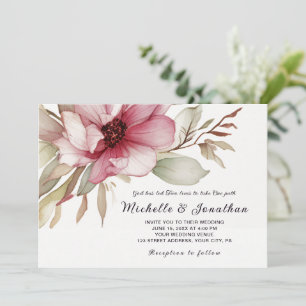 Invitation Simple Blush Pink Flower Christian Bible Mariage