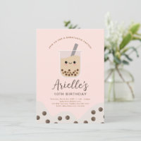 Simple Boba Bubble Milk Tea rose Anniversaire