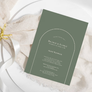 Invitation Simple Boho Arch Sage Bridal Brunch et Bubbly