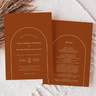 Invitation Simple Boho Arch Terracotta Détails Mariage et