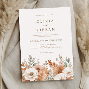 Invitation Simple Boho Rustique Mariage de automne Floral