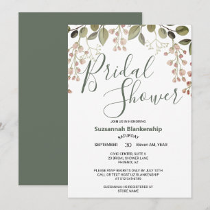 Invitation Simple bordure florale pastel pour douche de maria