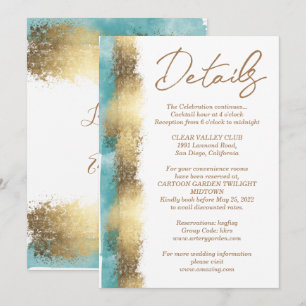 Invitation Simple bordure minimaliste en feuille d'or et bleu