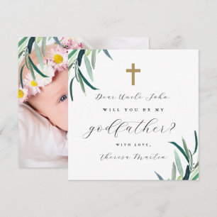 Invitation Simple Botanique Croix Parrain Proposition Photo