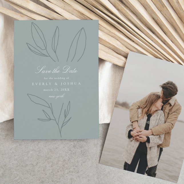 Invitation Simple Botanique Stem Green Wedding Enregistrer la (Créateur téléchargé)