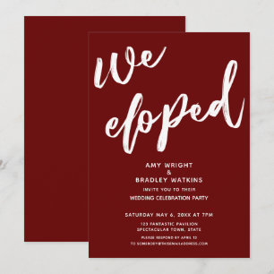 Invitation Simple Bourgogne Nous Avons Elopé Mariage Réceptio