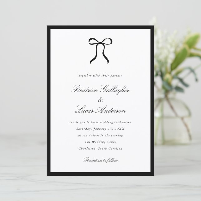 Invitation Simple Bow Mariage Classique (Debout devant)