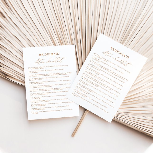Invitation Simple Bridesmaid Duties Checlist Bridesmaid Info (Créateur téléchargé)