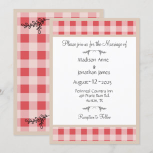 Invitation Simple Burgundy Plaid En vichy Pays Mariage