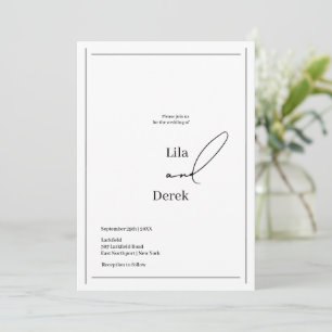 Invitation Simple Cadre de Bordure de Script Noir et Blanc Ma