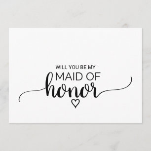 Invitation Simple Calligraphie Noire Maid Of Honor Propositio