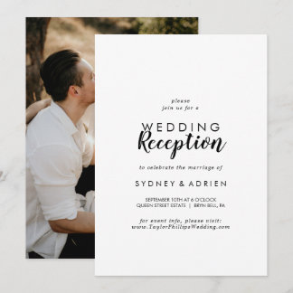 Invitation Simple calligraphie photo mariage réception seulem