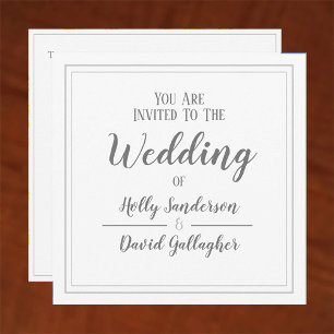 Invitation simple carré gris et blanc
