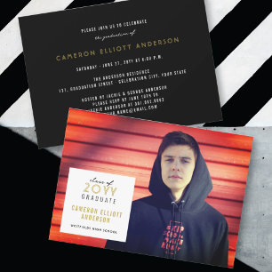Invitation Simple Carré Minimaliste Photo Fête de Remise des