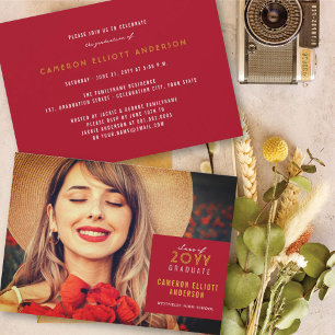 Invitation Simple Carré Minimaliste Photo Graduation Party