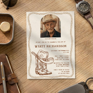 Invitation Simple célébration de la vie de cowboy occidental