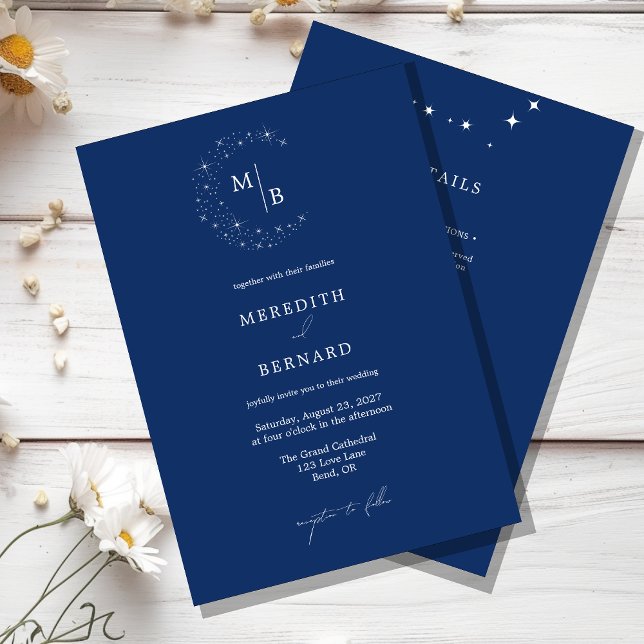 Invitation Simple Celestial Elegant Wedding Monogram Details (Créateur téléchargé)