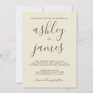 Invitation Simple Chic Calligraphie Antique Mariage blanc
