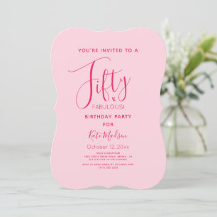Invitation Simple Chic Cinquante & FABULE ! Anniversaire rose