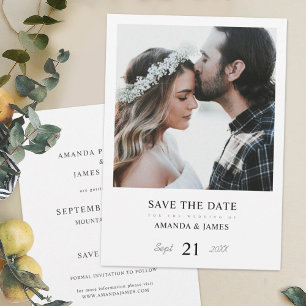 Invitation Simple Chic Fiançailles Enregistrer la date Photo 