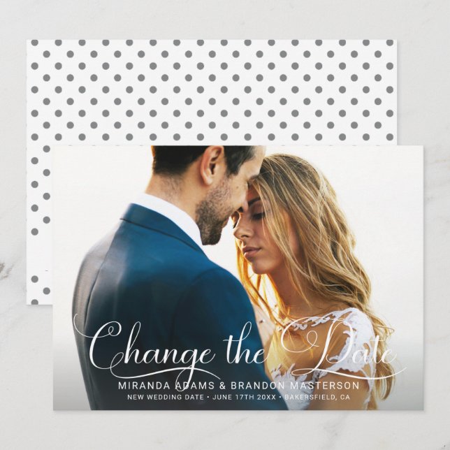 Invitation Simple Chic Mariage Modifier la date (Devant / Derrière)