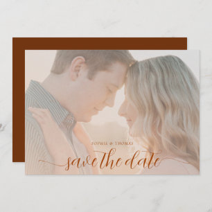 Invitation Simple Chic Rust Brown photo mariage Enregistrer l