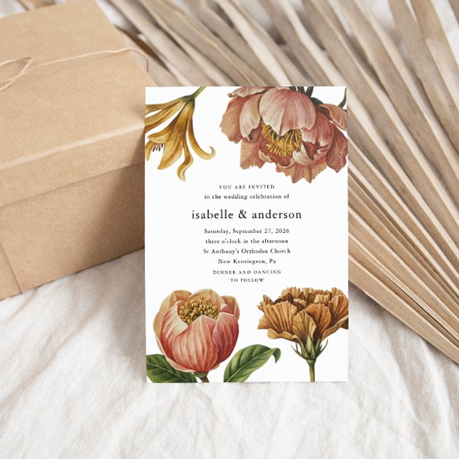 Invitation Simple Chic Rustique Mariage Floral (Créateur téléchargé)